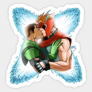 Rictor and Shat Kiss LGBTQIA+ Sticker